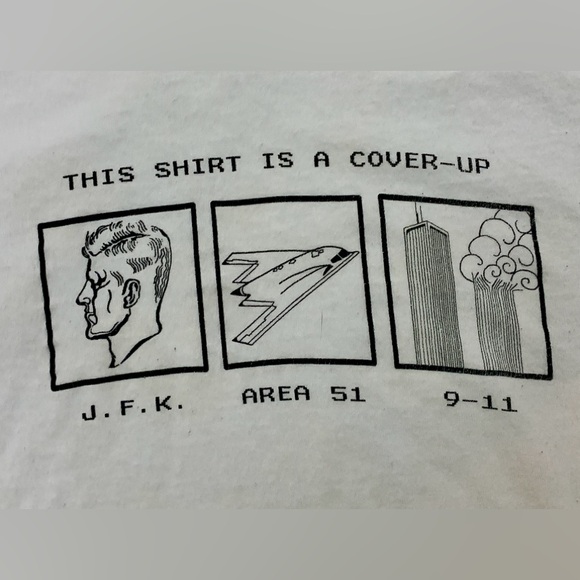 Rare Vtg Men’s Large This Shirt Is a Cover Up Conspiracy Theory T Shirt Unisex - Picture 7 of 11